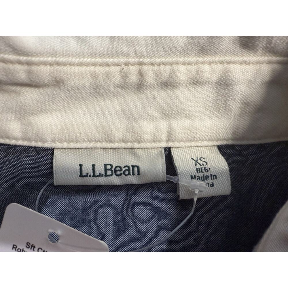 LL Bean Rugby Shirt Womens XS Long Sleeve Polo Striped Blue Purple Preppy NEW - Picture 4 of 12